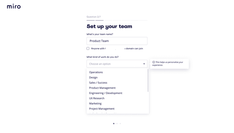 Customer activation rate: Miro welcome survey