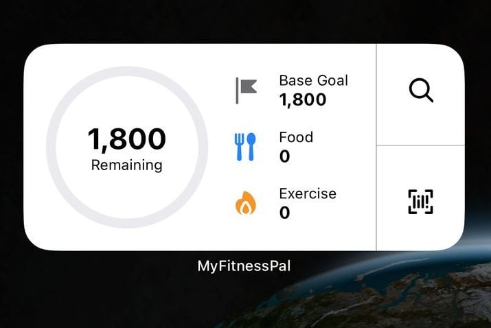 MyFitnessPal mobile widget