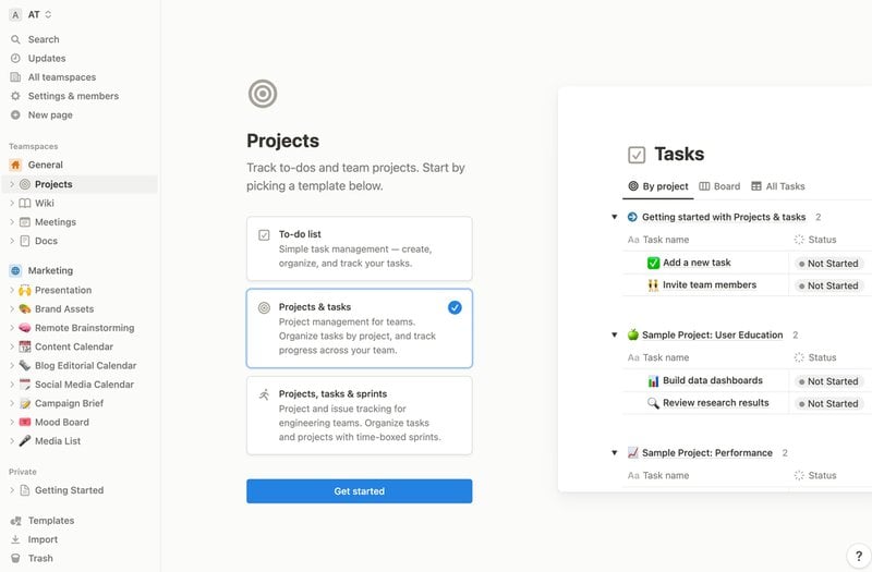 Notion onboarding flow