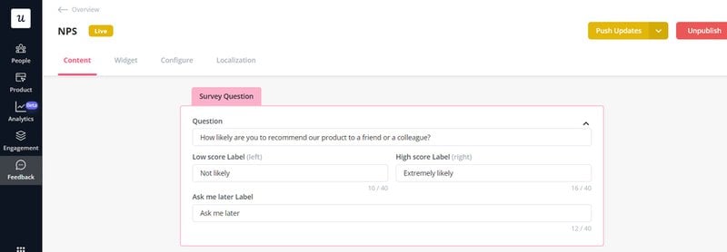An example of a NPS survey