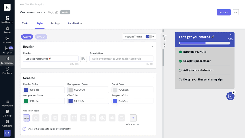 Checklist builder in Userpilot