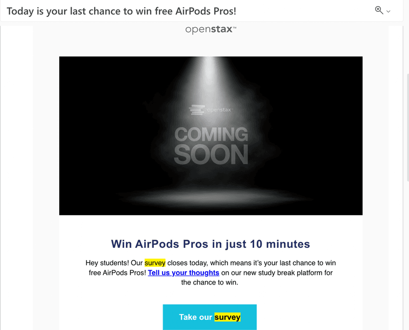 openstax launch message