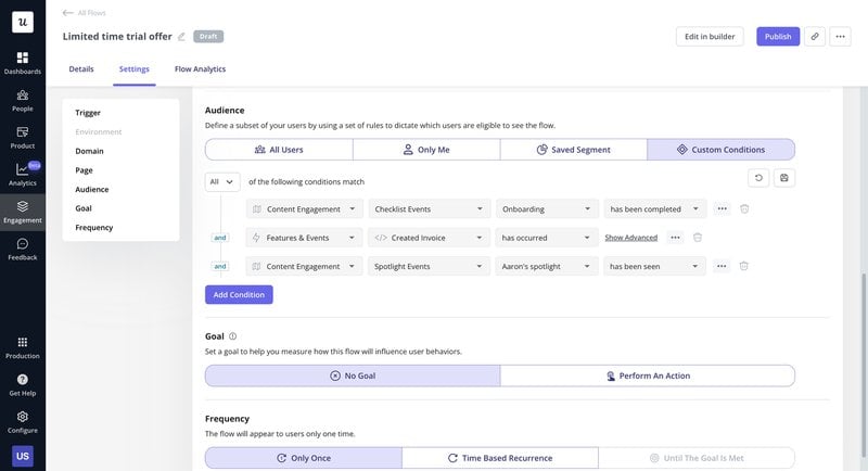 A screenshot showing the personalization available with Userpilot