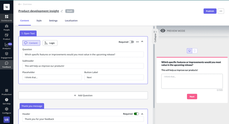 Qualitative feedback survey