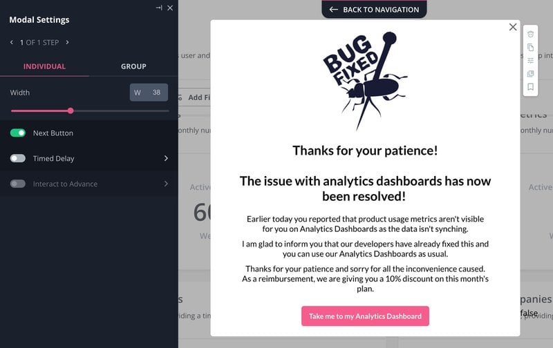 userpilot modal announcement