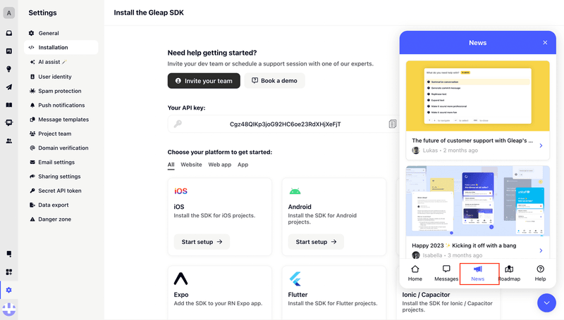 product-new-features-announcement-gleap