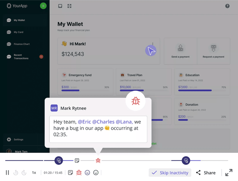 bug report session userpilot