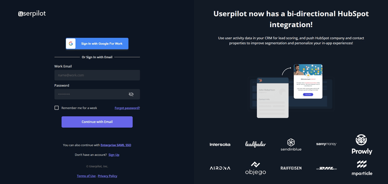 Userpilot sign-up page