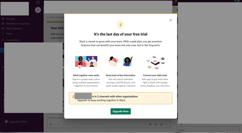 Screenshot of upgrade