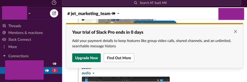 Screenshot of Slack modal