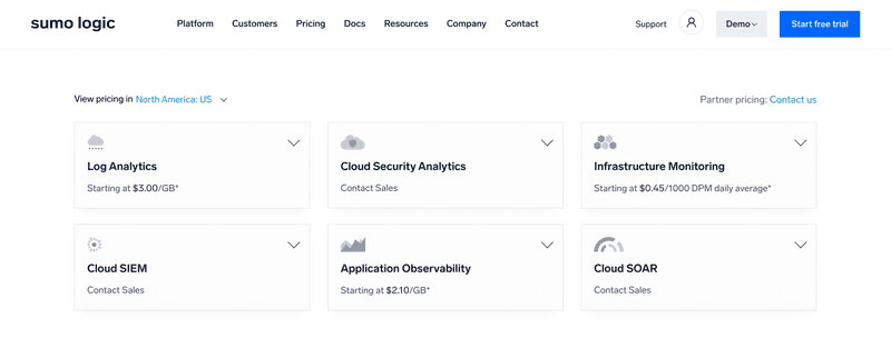 Sumo Logic usage-based pricing