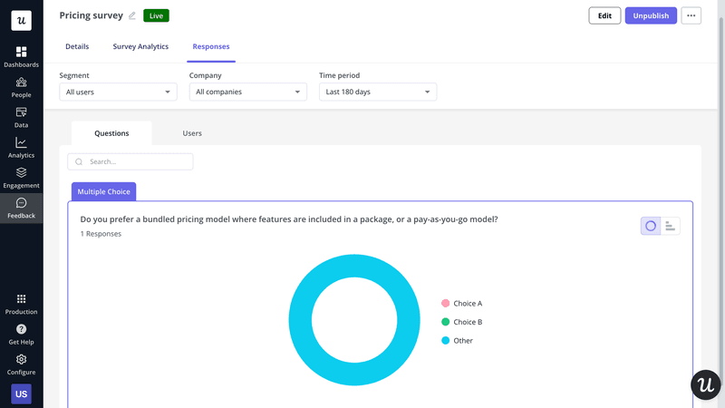 Survey analytics in Userpilot