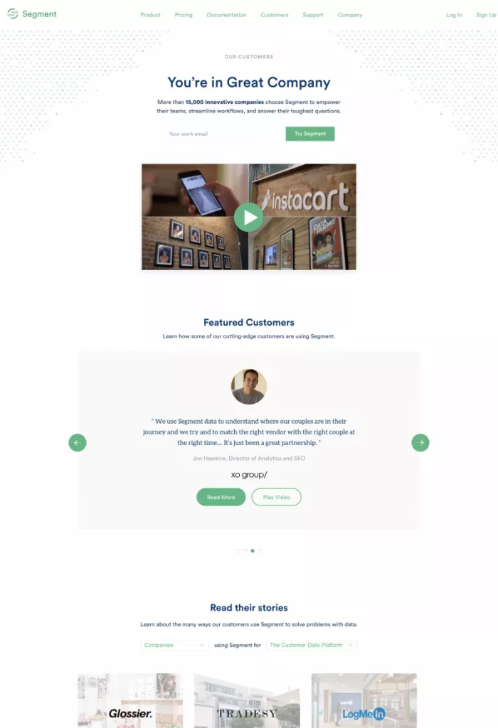 Segment uses social proof to reassure users after the conversion
