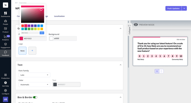 Build NPS surveys code-free with Userpilot