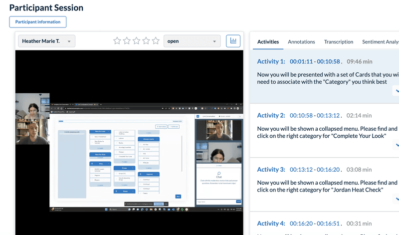 An online usability testing session. Such sessions can help you identify issues that lead to rage clicks so that you can nip them in the bud.