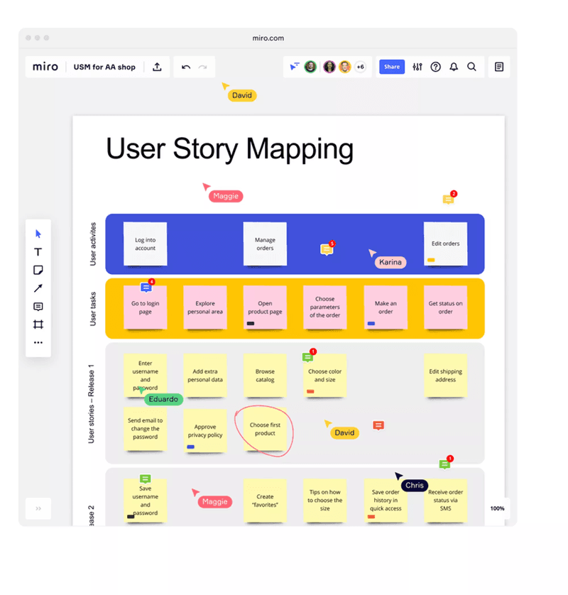 Create a user story map to visualize how users complete tasks in your product.