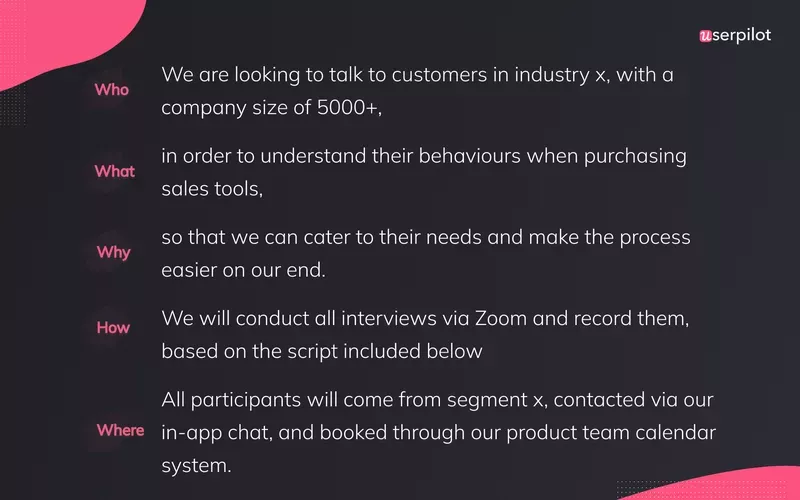 User interview focus statement