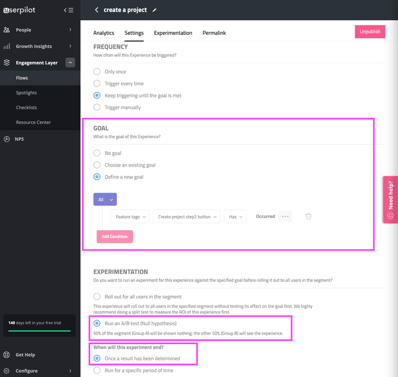 Userpilot A/B testing