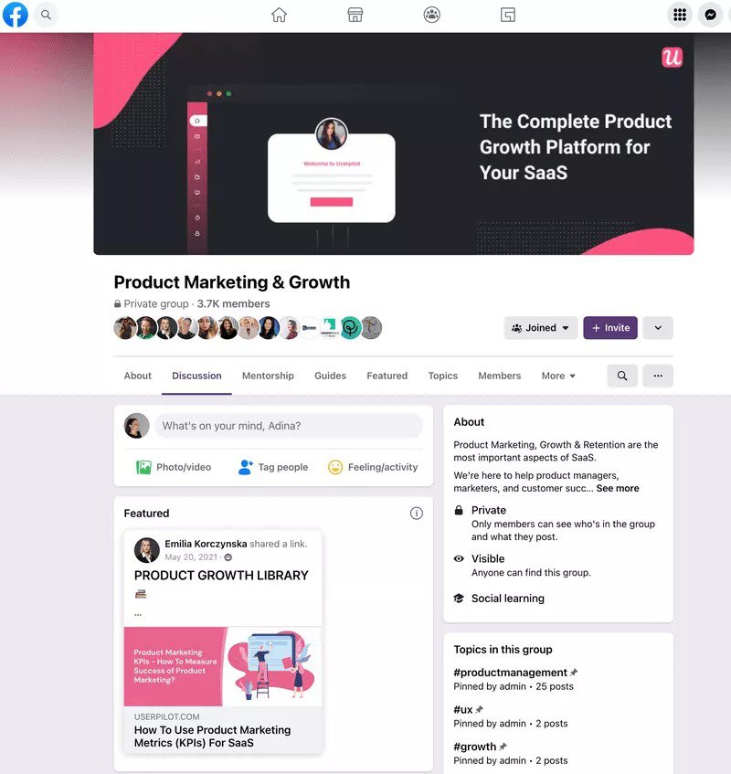 Join the Userpilot Facebook Community