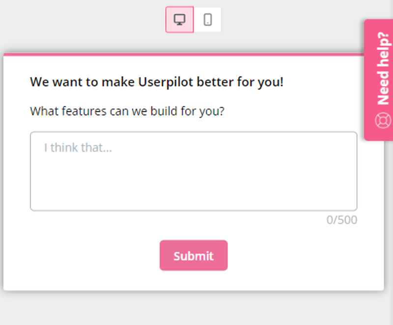 Userpilot feature request form