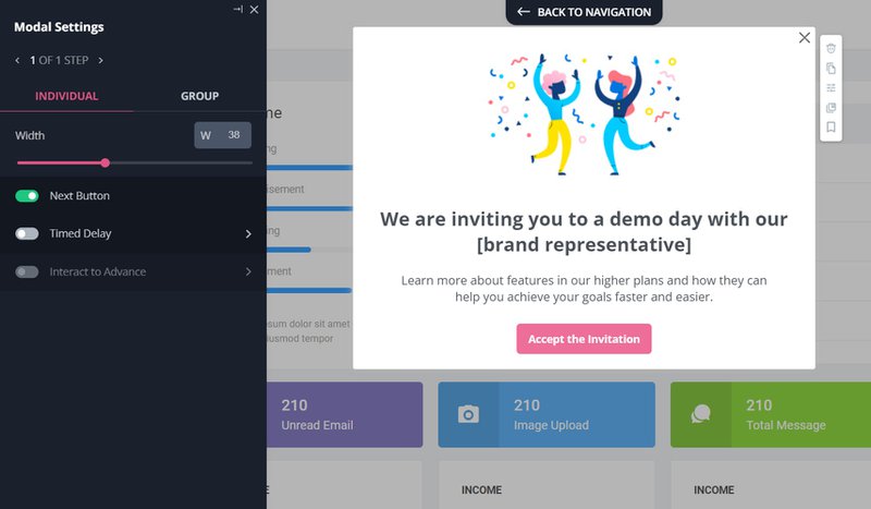 Userpilot invitation to a demo modal