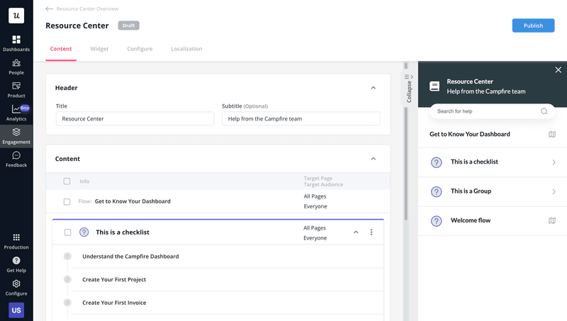 Userpilot resource center dashboard