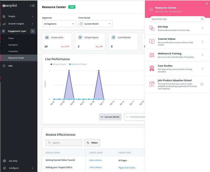 Userpilot’s resource center