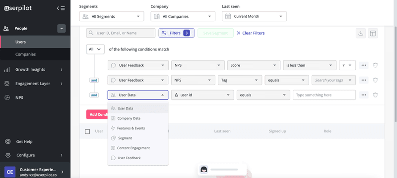 Userpilot segmentation