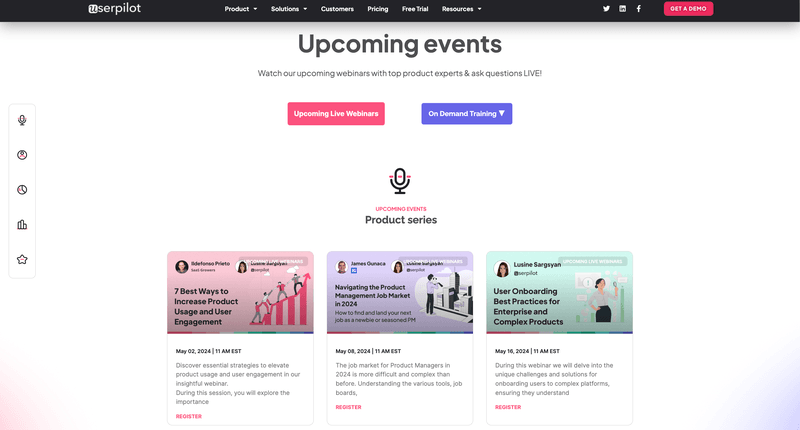 Userpilot webinar page