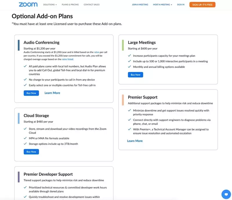 Customer expansion types: Zoom add-ons