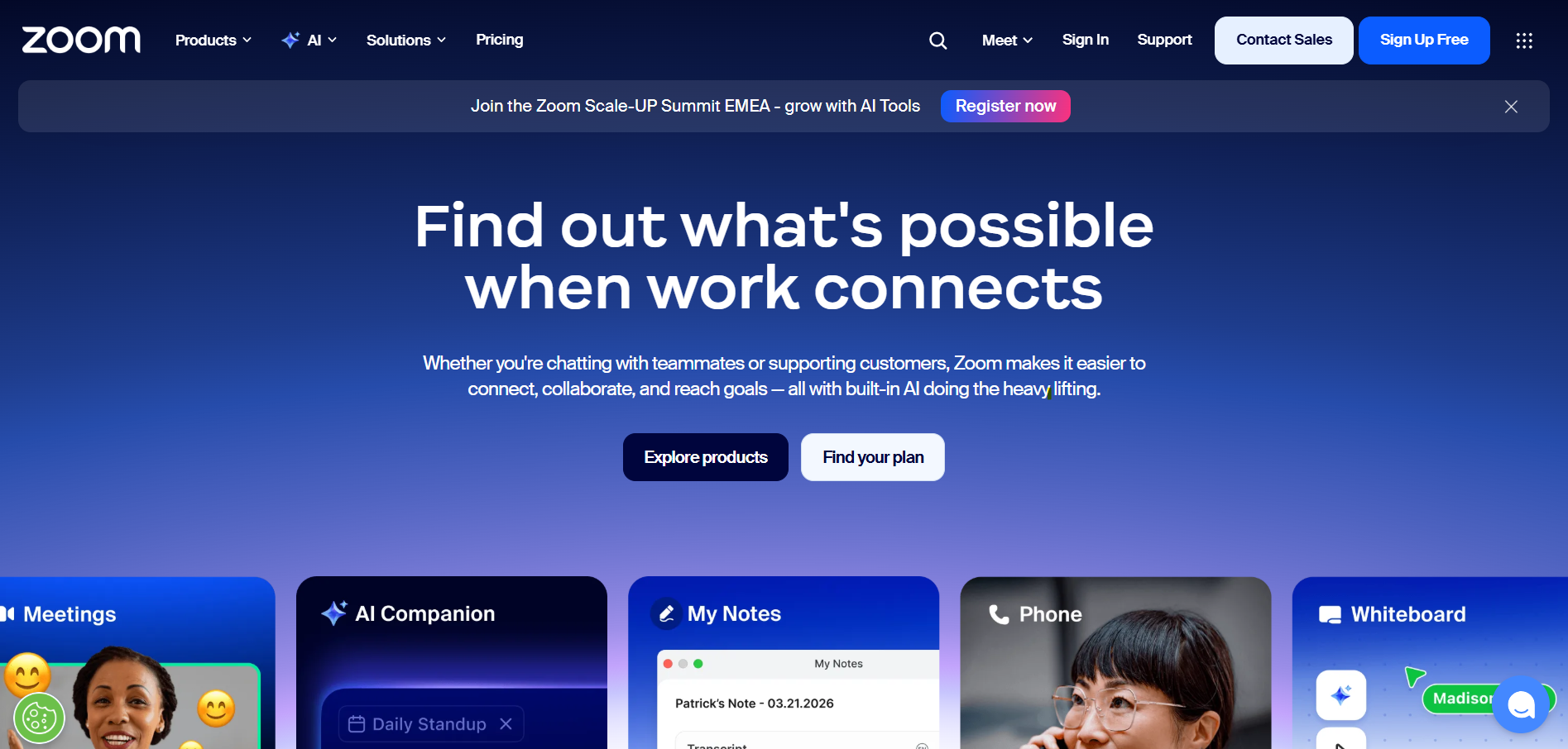 Zoom's website banner.