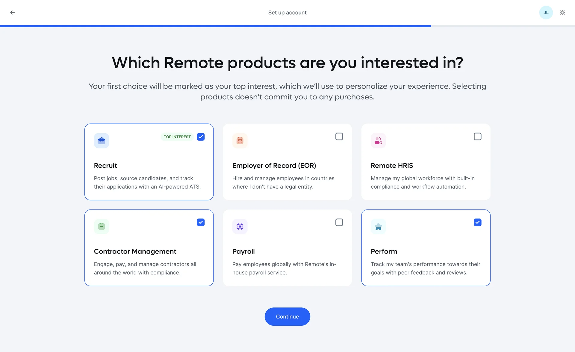 Remote dashboard with onboarding tasks and quick actions panel.