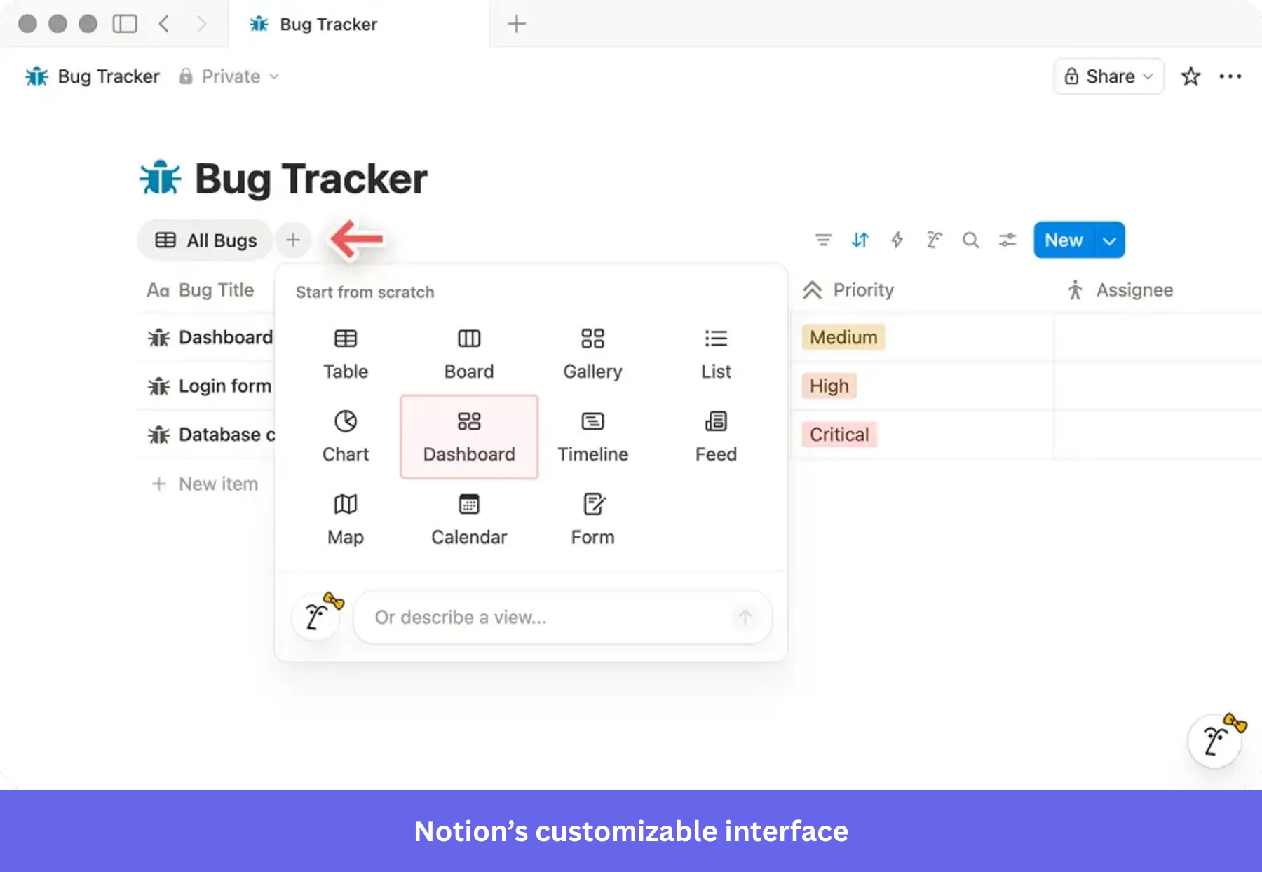Notion's customizable interface.
