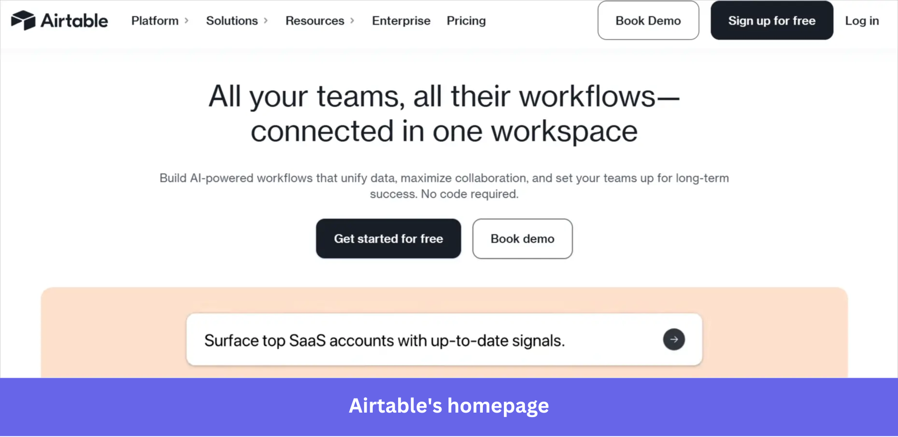 Airtable's homepage