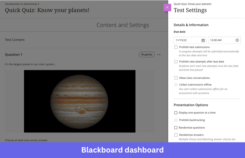 Blackboard learning management system