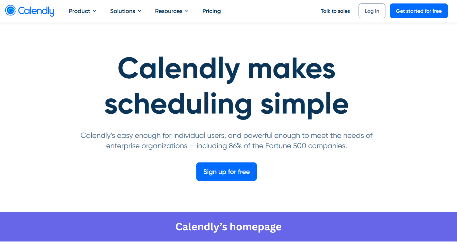 Calendly's homepage