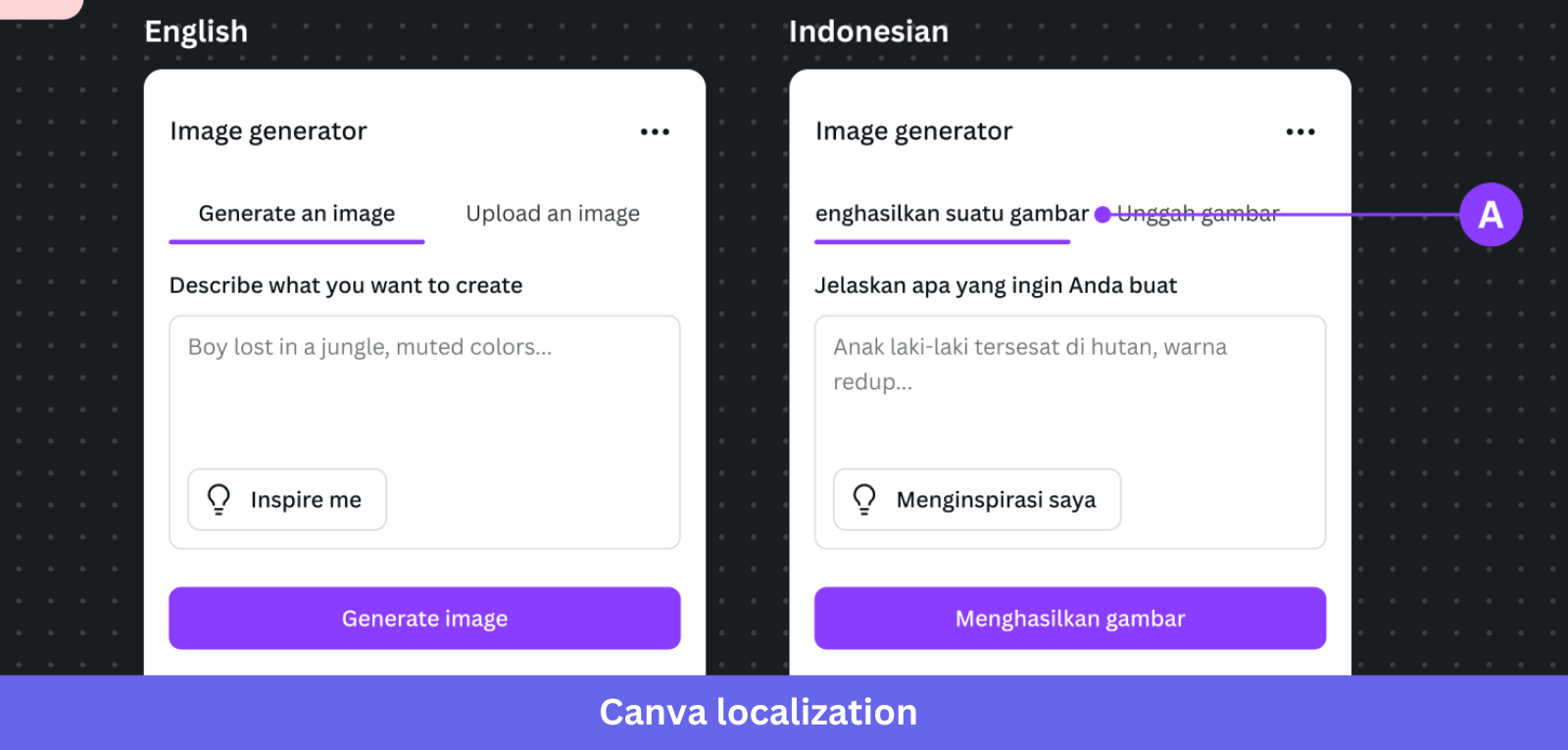 Translation of “Generate an image” from English to Indonesian