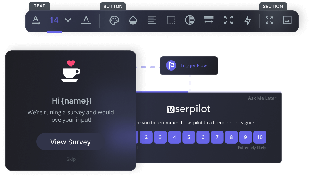 Tooltips and banners in Userpilot: in-app guidance PMs can deploy and adjust without an engineering cycle, triggered at the exact moment a user encounters a new feature.