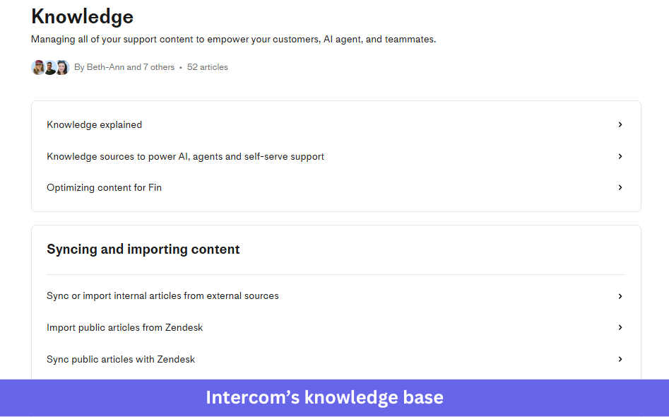 Intercom Knowledge base