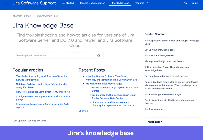 Jira’s knowledge base