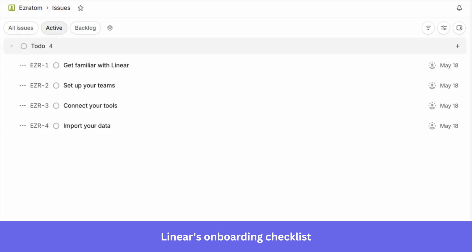 Linear's onboarding checklist