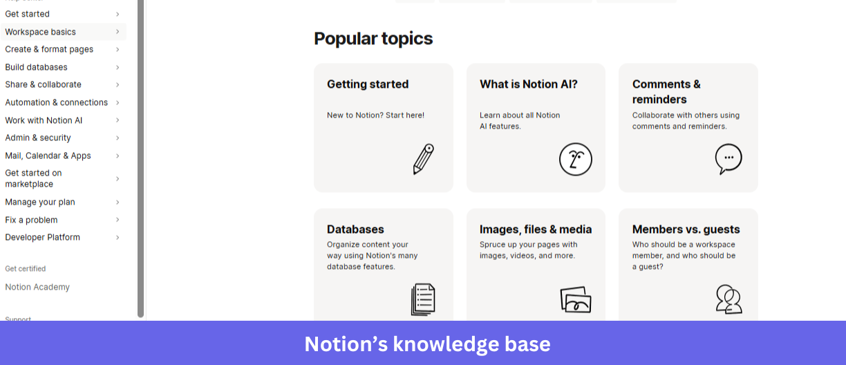 Notion’s knowledge base