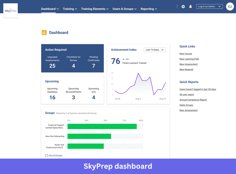 SkyPrep learning management system