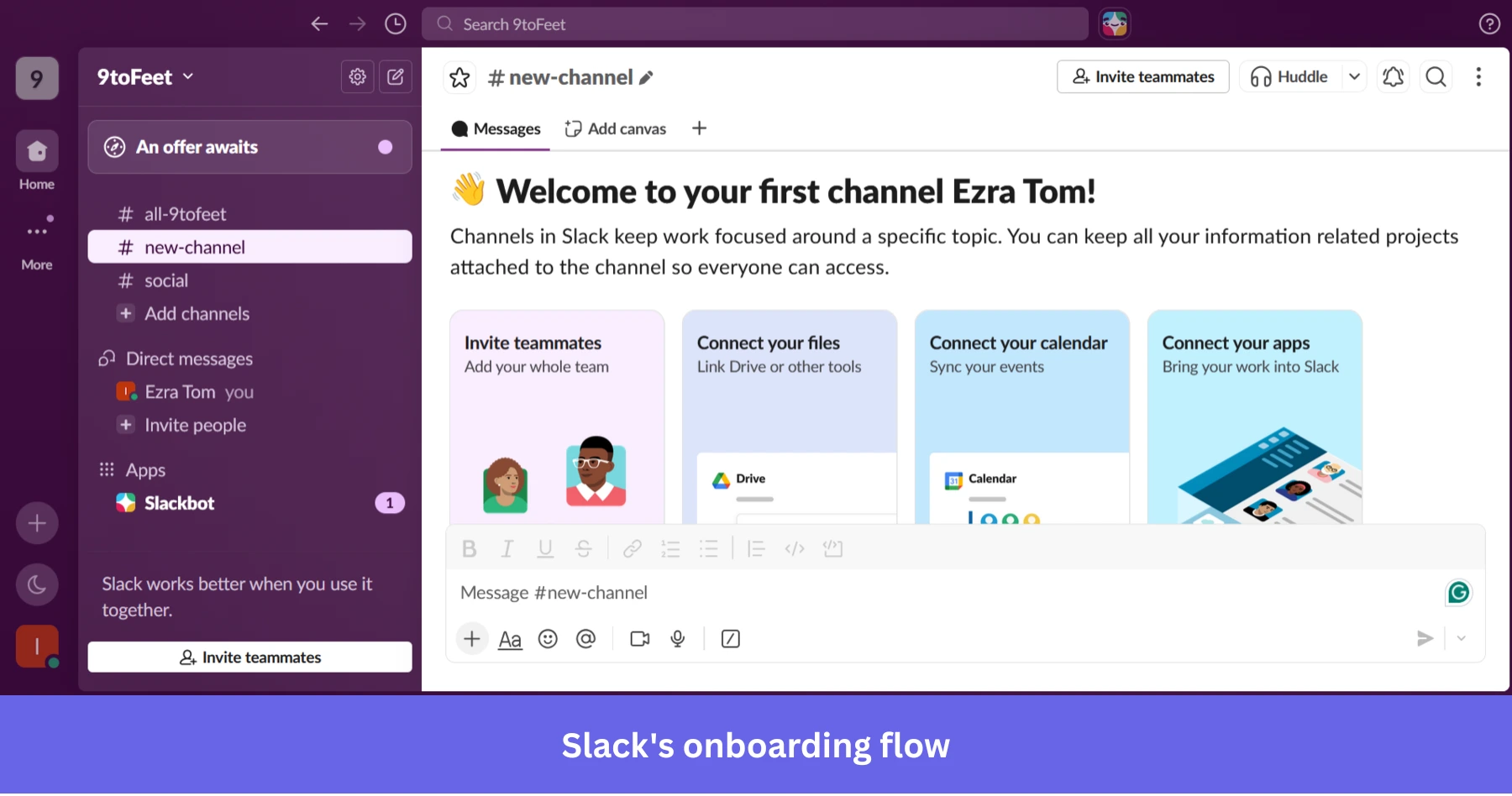 Slack onboarding flow example version 2