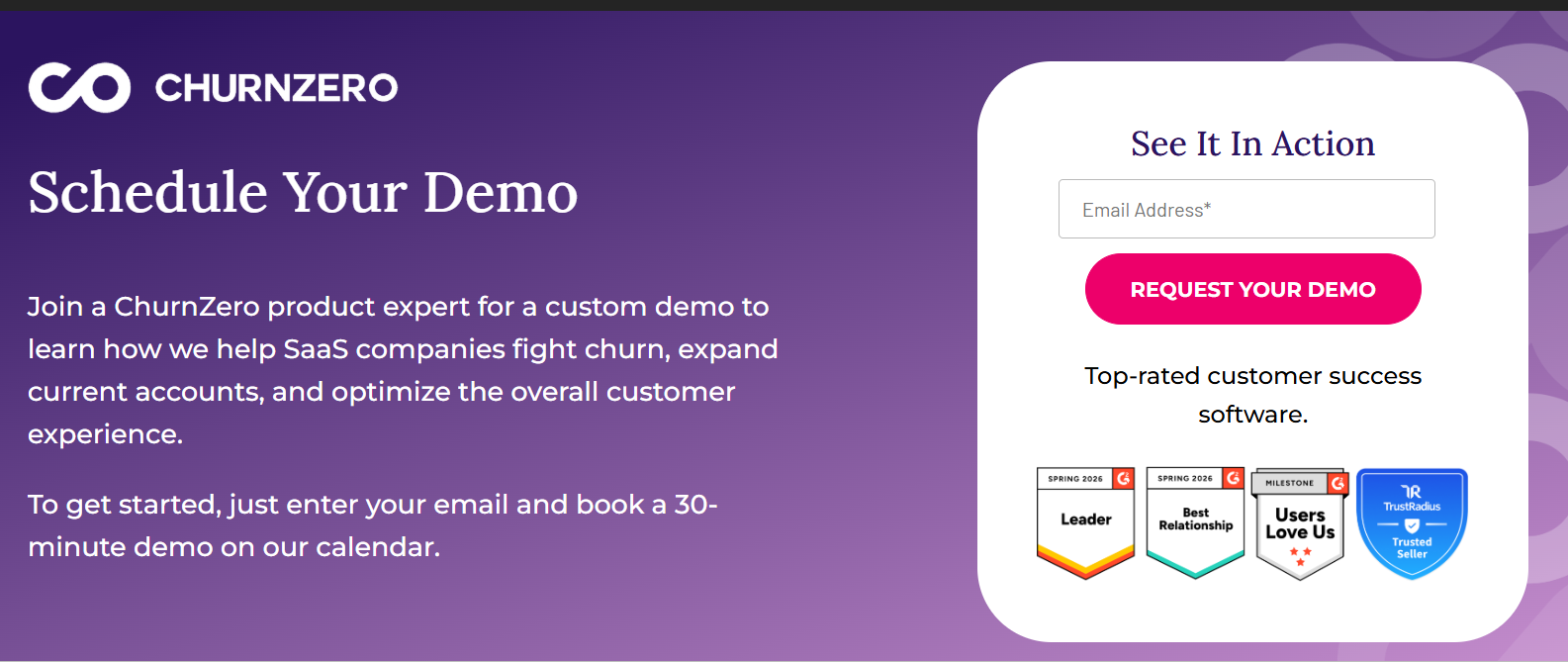 Churnzero's demo request page.