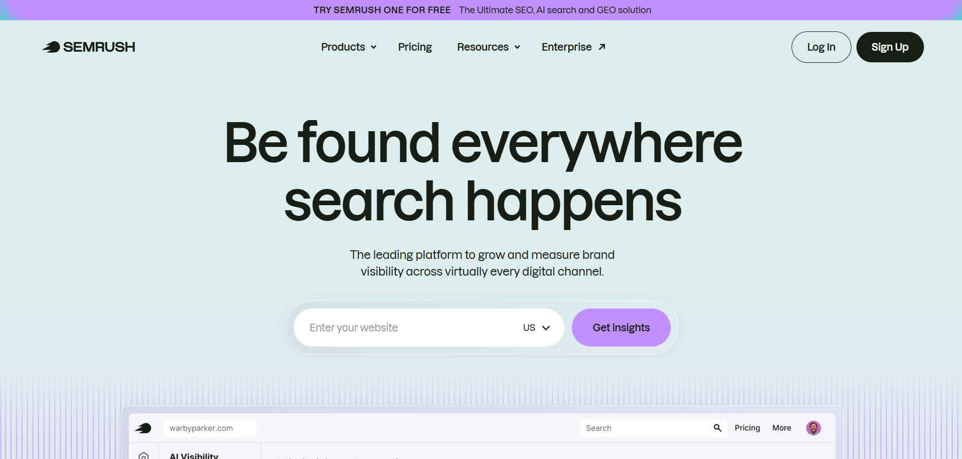 Semrush's free-trial notification banner.