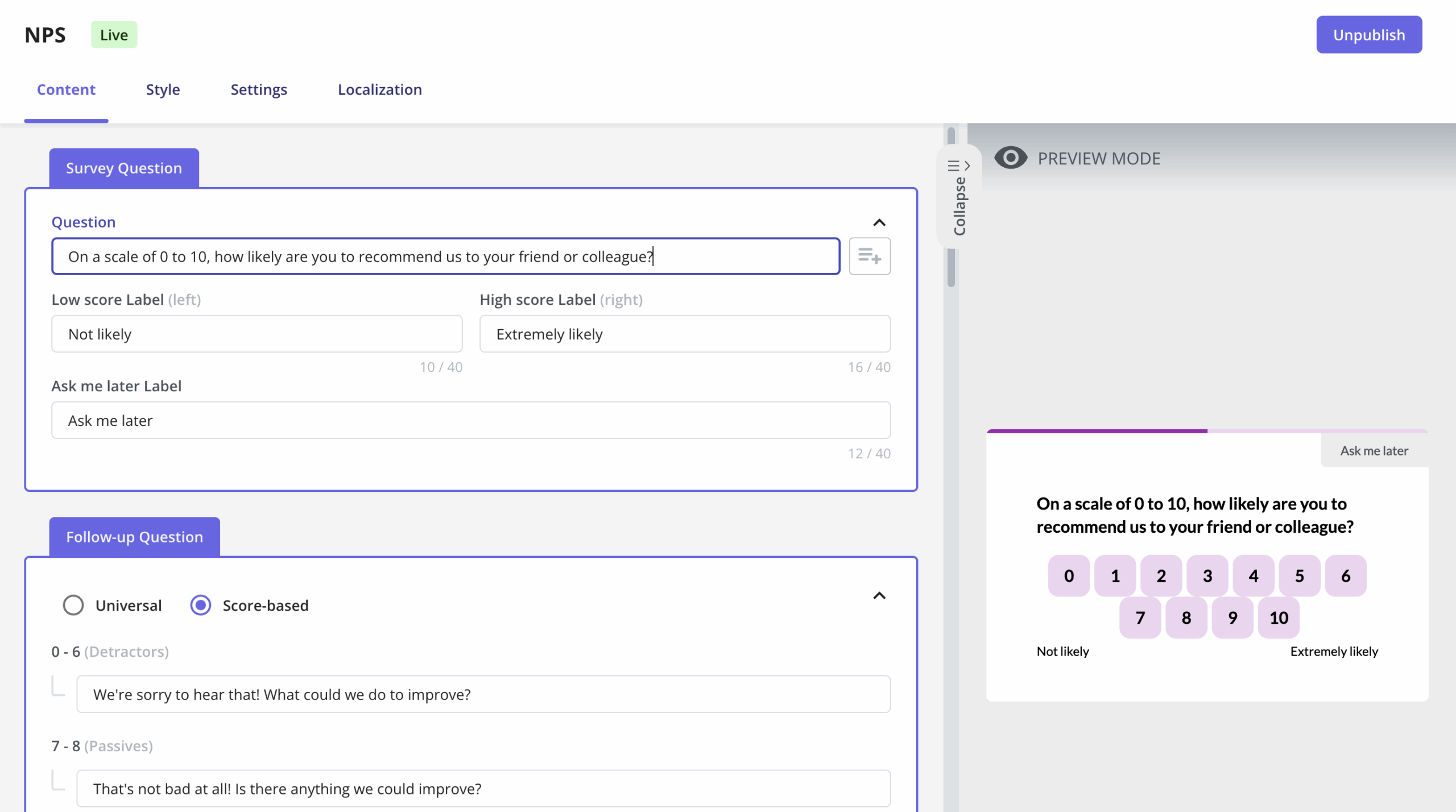 surveys in Userpilot