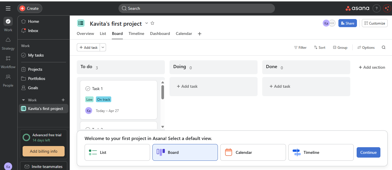 Asana's walkthrough.