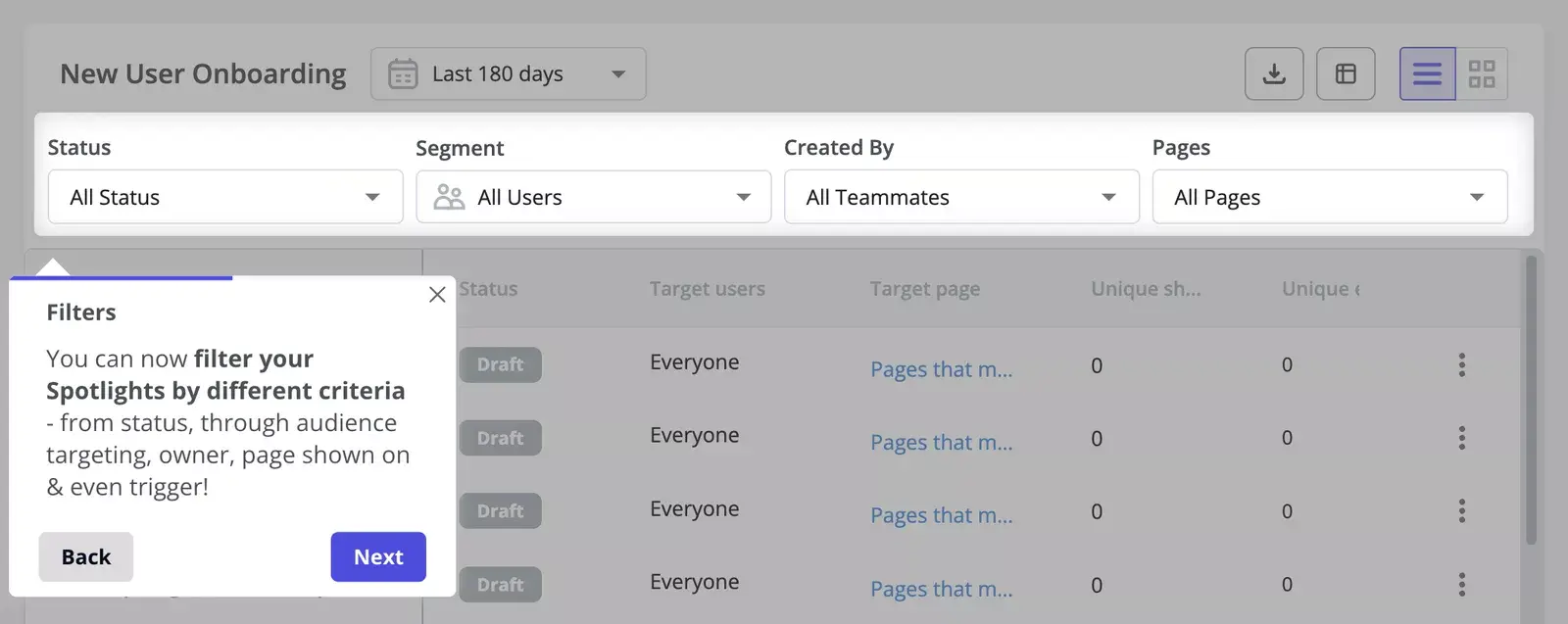 spotlight navigation UX