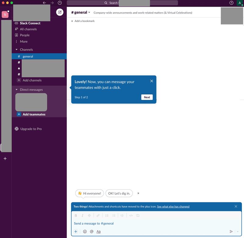 slack's step-by-step progress